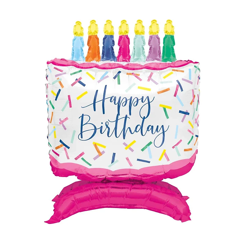 321 Party! Giant Foil Birthday Cake Balloon Centerpiece, 23 in