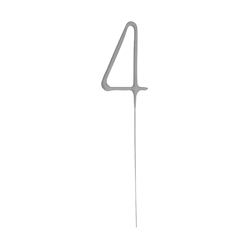 321 Party! Silver Number 4 Sparkler, 7 in