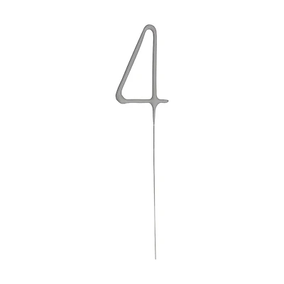 321 Party! Silver Number 4 Sparkler, 7 in