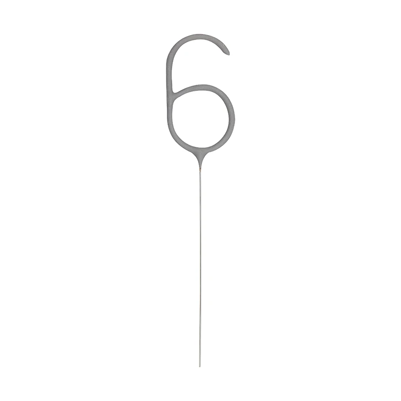 321 Party! Silver Number 6 Sparkler, 7 in