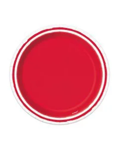 321 Party! Red Minimal Striped Party Plates, 7 in, 50 ct
