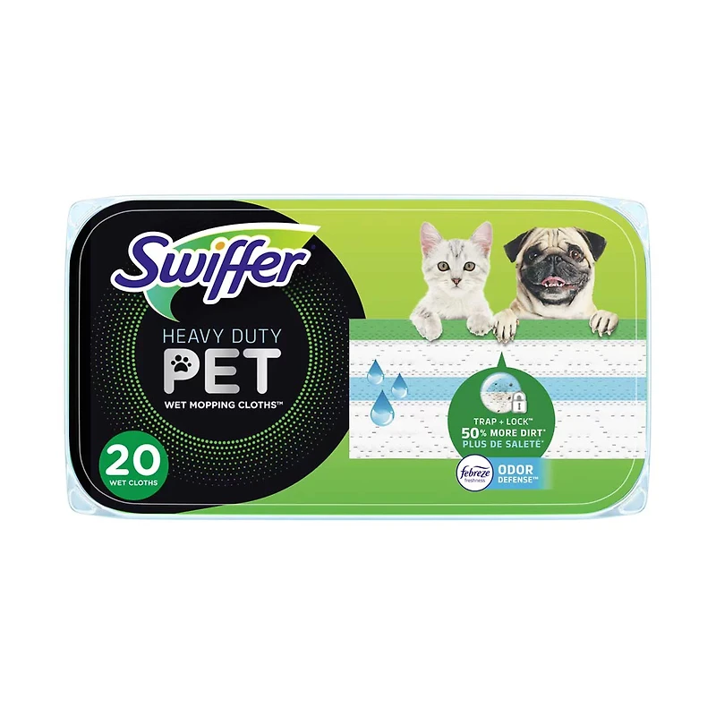 Swiffer Sweeper Pet Heavy Duty Wet Multi-Surface Cloth Refills, Fresh Scent, 20 count