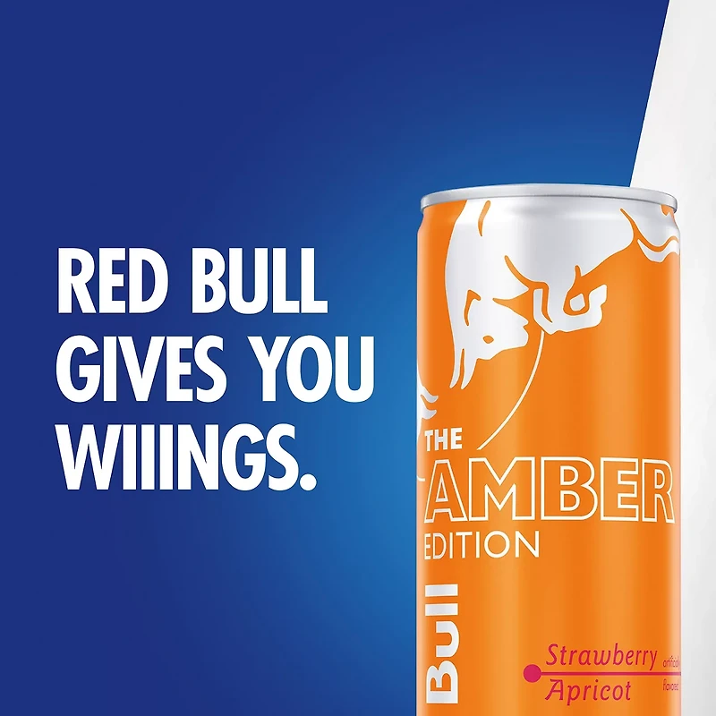 Red Bull Amber Edition Energy Drink, Strawberry Apricot, 80mg Caffeine, 8.4 fl. oz. Can