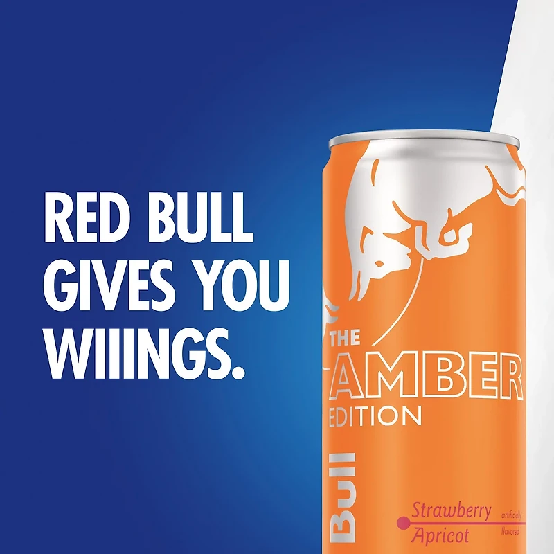 Red Bull Amber Edition Energy Drink, Strawberry Apricot, 114mg Caffeine, 12 fl. oz. Can