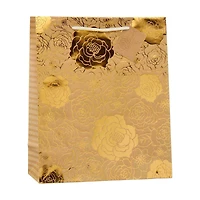 Gold Floral Gift Bag With Gift Tag, Large