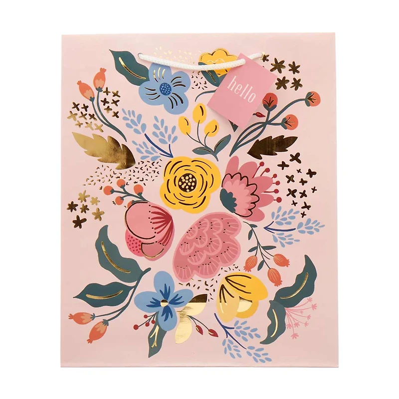 Floral Gift Bag with Gift Tag, Large