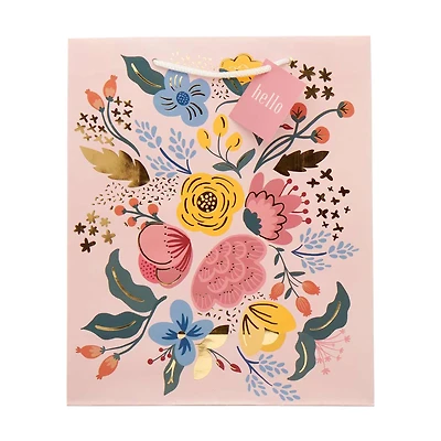 Floral Gift Bag with Gift Tag, Large