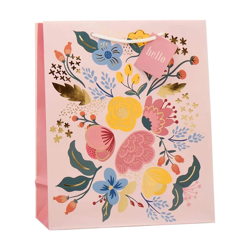Floral Gift Bag with Gift Tag, Large