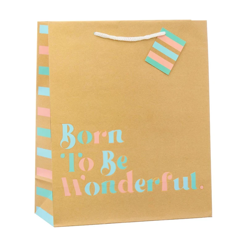 'Born to be Wonderful' Gift Bag with Gift Tag, Large