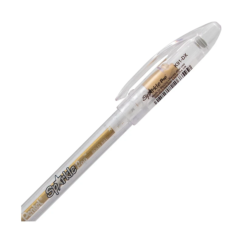 Pentel® Sparkle Pop™ Metallic Gel Pen, 1.0mm Bold Line, Gold-Gold