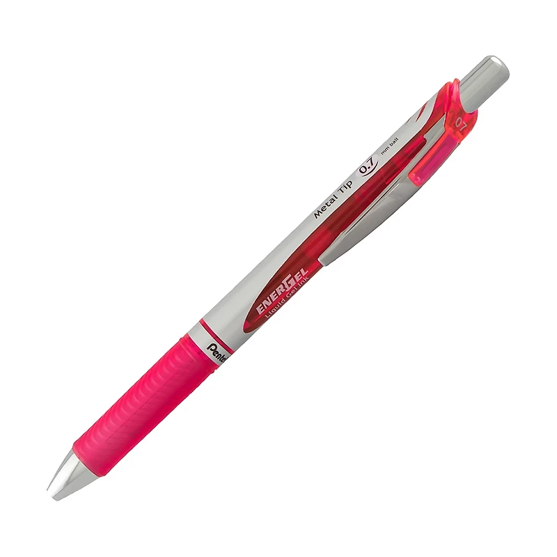 EnerGel® RTX Retractable Liquid Gel Pen, (0.7mm) Metal Tip, Medium, Pink