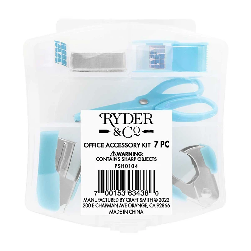 Ryder & Co. Blue Office Desk Accessory Kit, 7 Pieces
