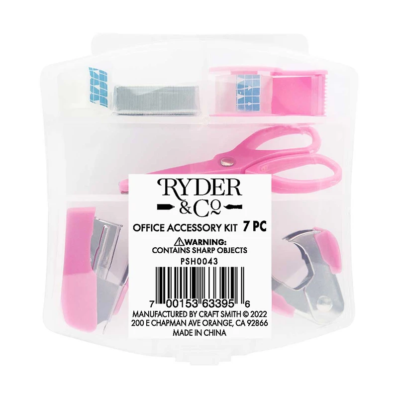 Ryder & Co. Pink Office Desk Accessory Kit, 7 Pieces