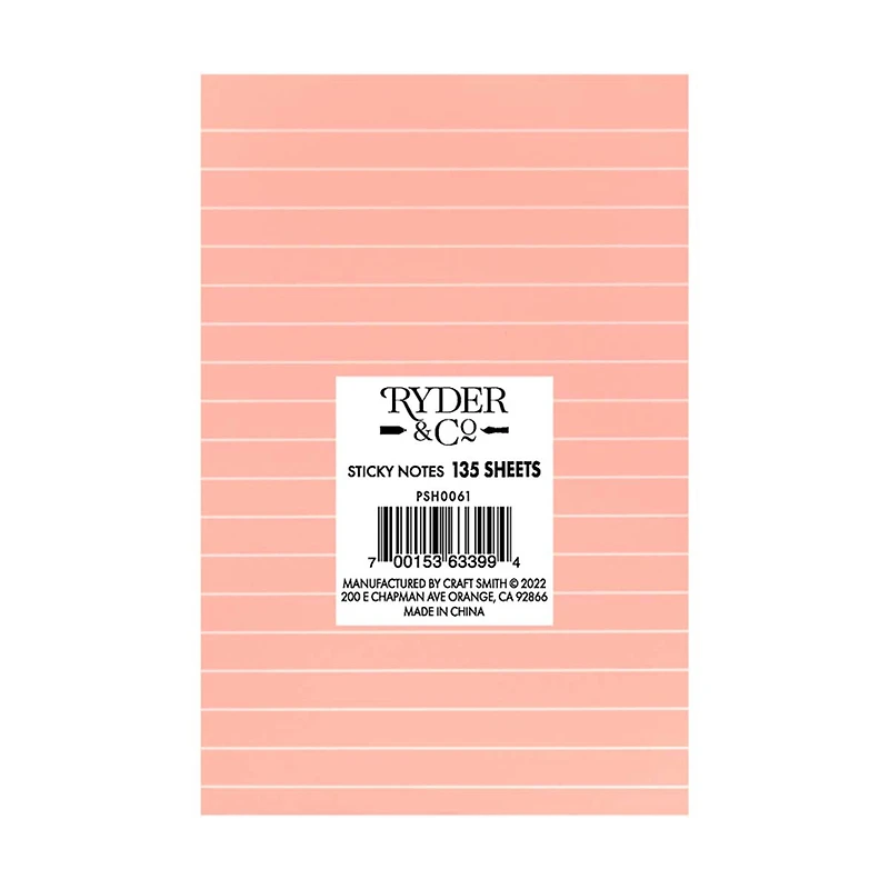 Ryder & Co. Pink & Coral Sticky Notes, Pack of 3