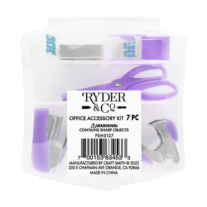 Ryder & Co. Purple Office Desk Accessory Kit, 7 Pieces