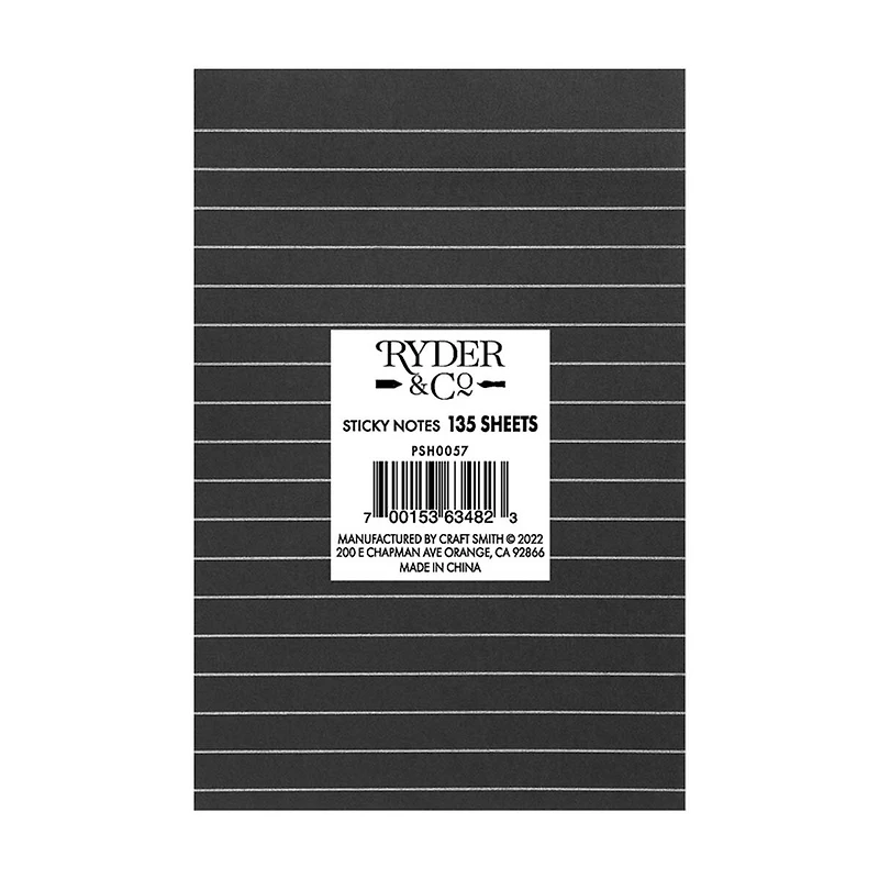 Ryder & Co. Black Sticky Notes, Pack of 3