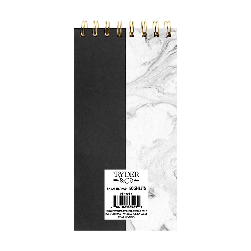 Ryder & Co. Black Spiral List Pad, 80 Sheets