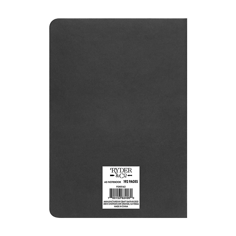 Ryder & Co. Black PU Notebook, 192 Pages