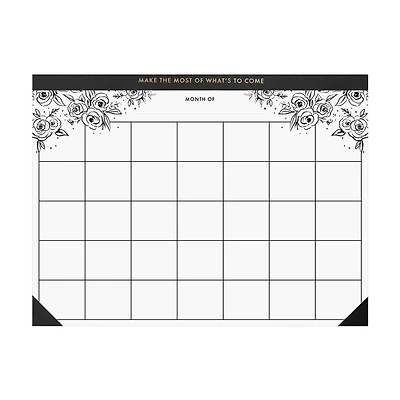 Ryder & Co. Black & White Floral Undated Calendar, 24 Sheets