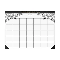 Ryder & Co. Black & White Floral Undated Calendar, 24 Sheets