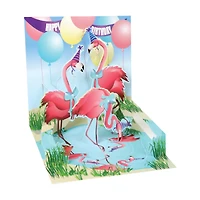 Flamingos Pop Up Greeting 'Happy Birthday' Card, 4.5 in