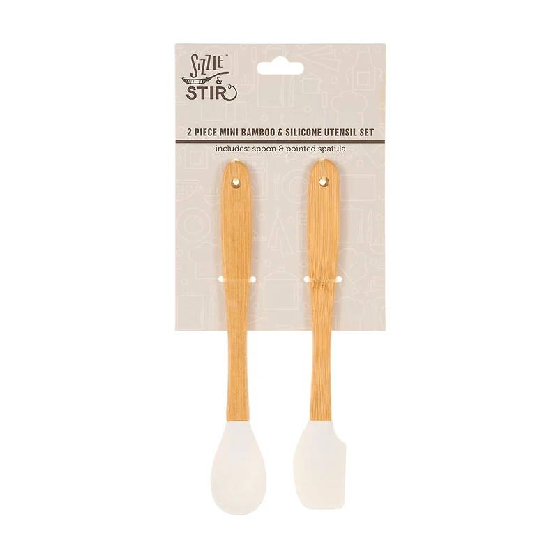 Sizzle & Stir Mini Bamboo & Silicone Utensil Set, 2 ct