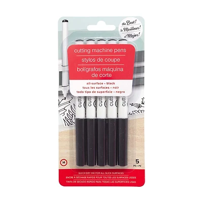 American Crafts Cutting Machine Pens, All Surface Black, Pack of 5