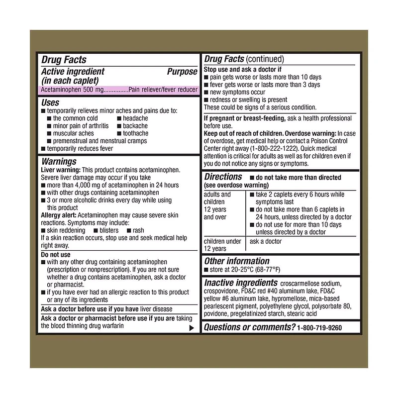 GoodSense Rapid Release Pain Relief, Acetaminophen Caplets 500 mg