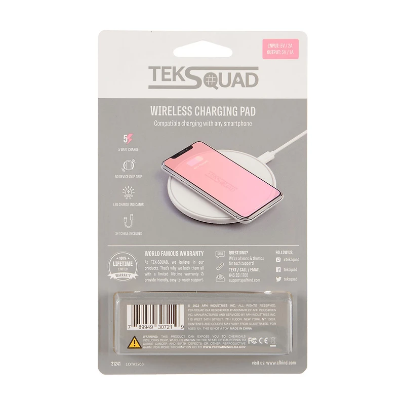 TEKSQUAD Wireless Charging Pad, 5-Watt Charge