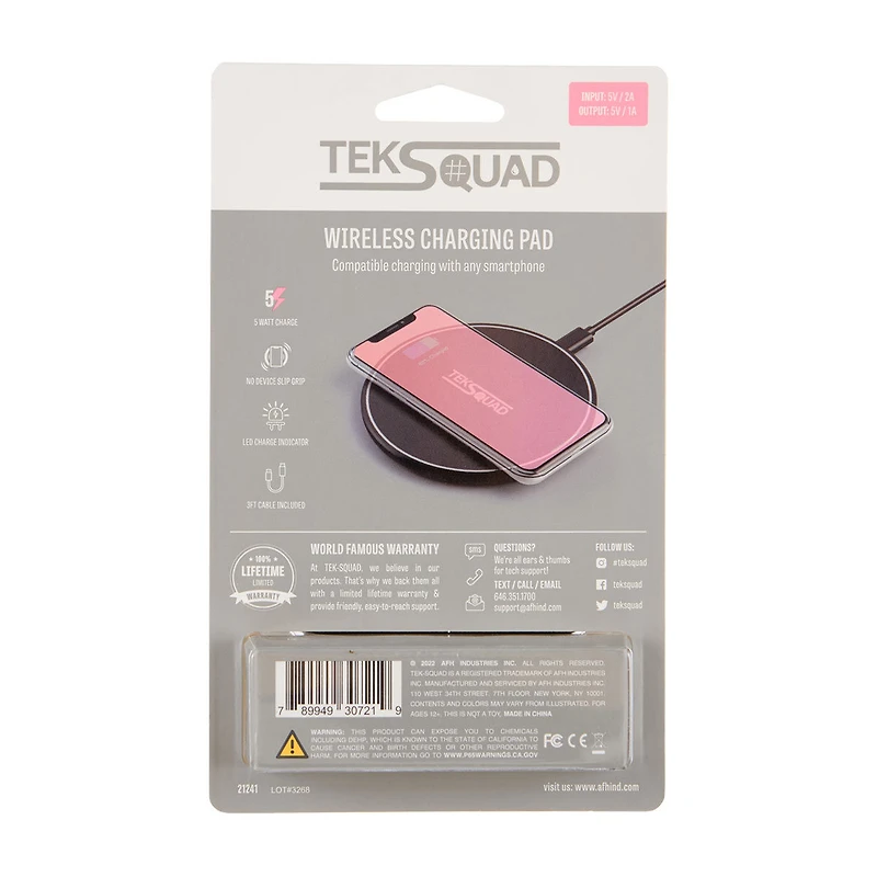 TEKSQUAD Wireless Charging Pad, 5-Watt Charge