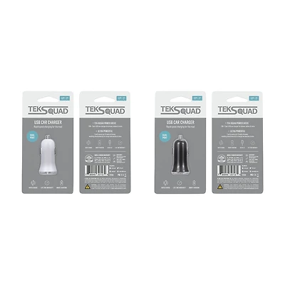 TekSquad Dual Port USB Car Charger, Assorted