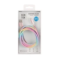 GENTEK Lightning to USB Charging Cable, 6 ft, Rainbow