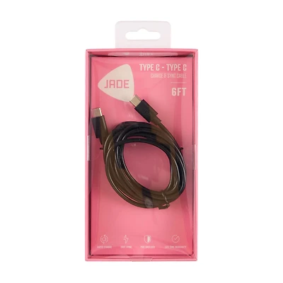 JADE Black Type-C USB Cord, 6 ft