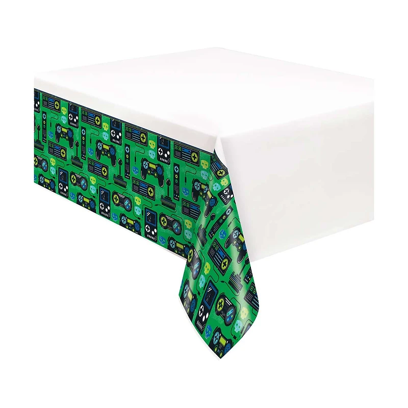 321 Party! Plastic Gamer Birthday Tablecloth, 54 in x 84 in in