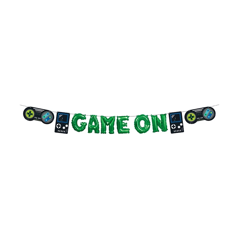 Mini Foil Gamer Birthday Balloon Banner Kit, 12 ft