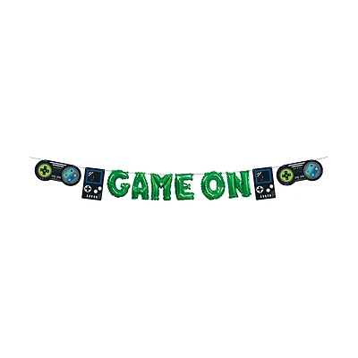 Mini Foil Gamer Birthday Balloon Banner Kit, 12 ft