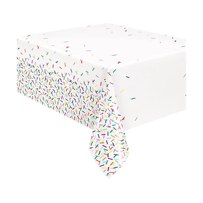 321 Party! Plastic Pink Sprinkles Tablecloth, 54 in x 84 in in