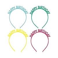 Cheerful Happy Birthday Headbands, Assorted, 4 Count