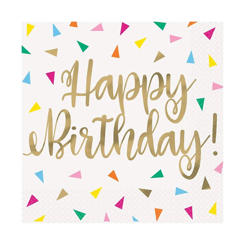 Bright Triangle Birthday Luncheon Napkins, 16 Count