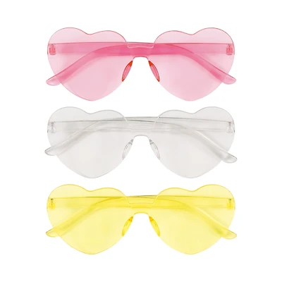 Plastic Neon Heart Shaped Party Glasses, 3 Count