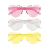 Plastic Neon Heart Shaped Party Glasses, 3 Count