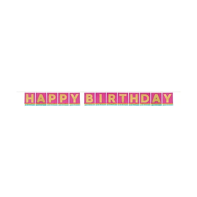 Neon Foil Fringe "Happy Birthday" Banner, 11 ft