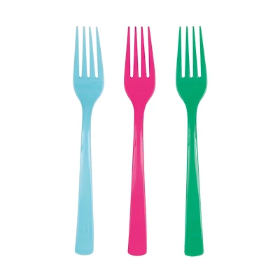 Assorted Bright Plastic Forks, 18 Count