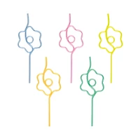Daisy Shaped Plastic Straws, 5 Count
