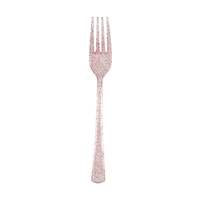 Assorted Pink Glitter Plastic Forks, 18 Count