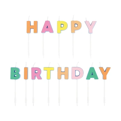 Pastel "Happy Birthday" Letter Birthday Candles, 13 pieces