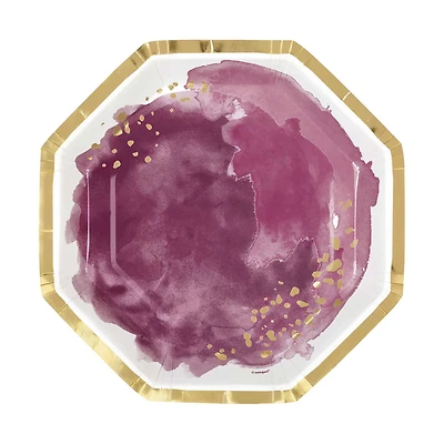 Modern Gold & Purple Party Plates, 8 ct, 9.25 in