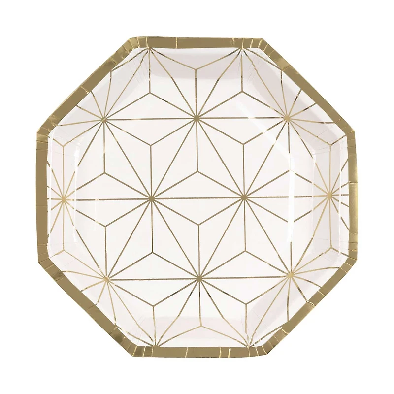 Modern Gold & Purple Party Plates, 8 ct, 8.25 in