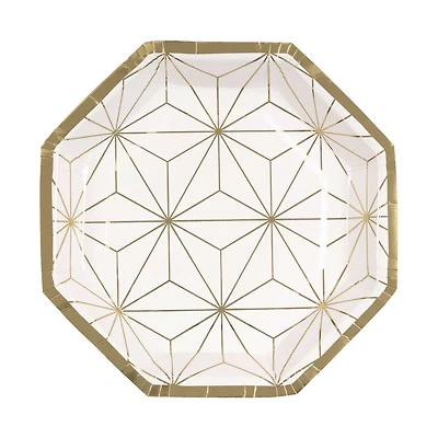 Modern Gold & Purple Party Plates, 8 ct, 8.25 in