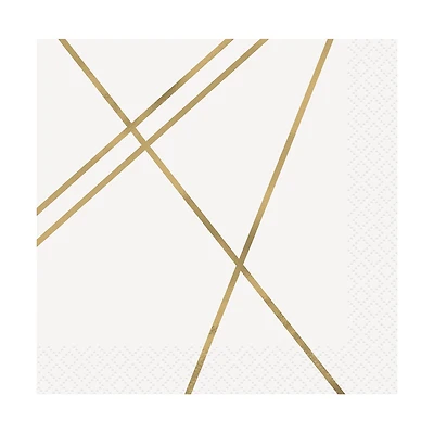 Modern Gold & Purple Beverage Napkins, 16 Count